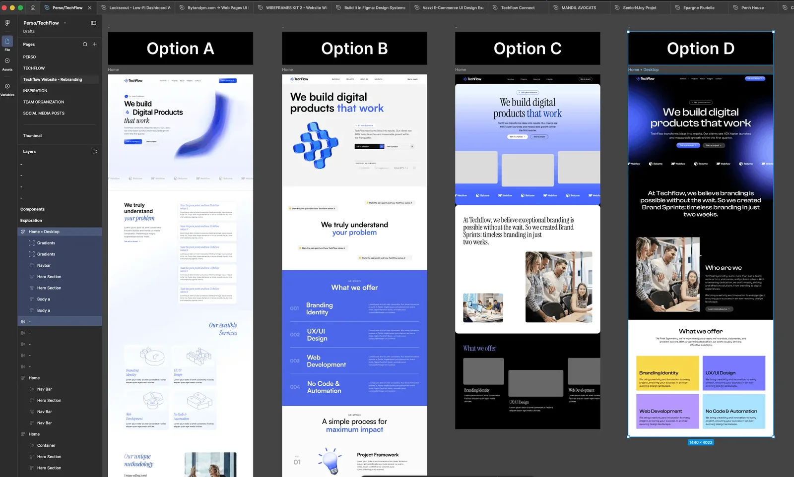 Four art direction options compared side by side